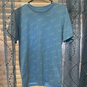 blue all over huf logo shirt